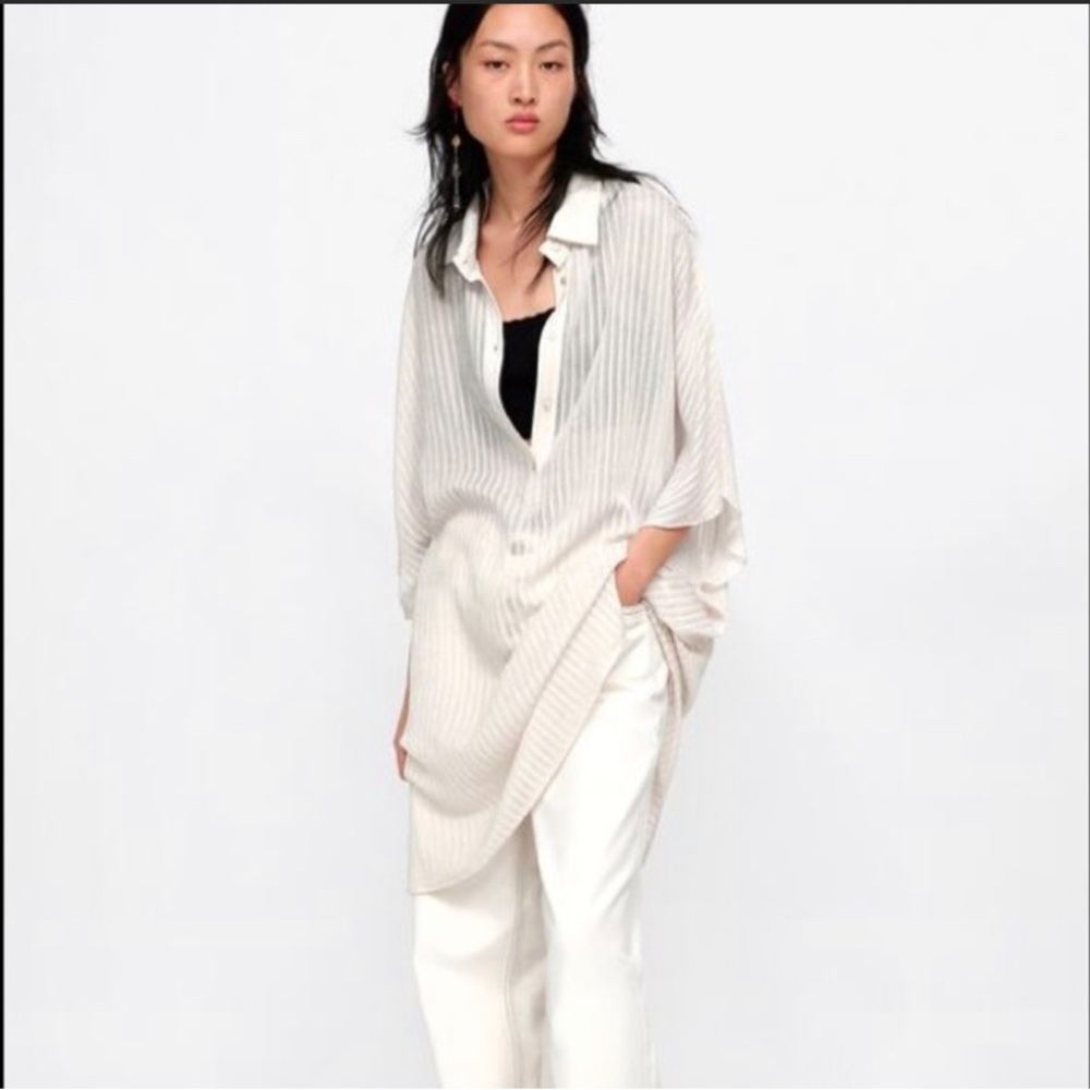 Zara Tunic Oversized Sheer Blouse size Medium
